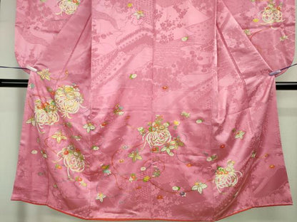 平和屋本店∵極上　創業460年・千總　女の子　十三参り　子供　祝着　駒刺繍　乱菊　桐花文　金彩　逸品　DZAB8794kh6
