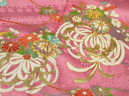 平和屋本店∵極上　創業460年・千總　女の子　十三参り　子供　祝着　駒刺繍　乱菊　桐花文　金彩　逸品　DZAB8794kh6