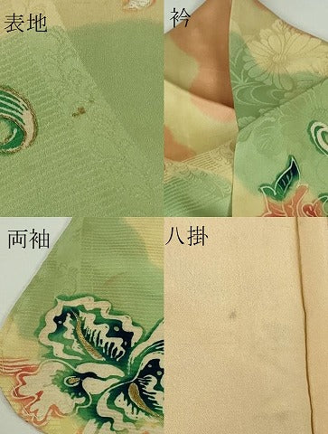平和屋本店●超希少　染彩芸術の巨匠 皆川月華　ろうけつ染　アンティーク　大正ロマン　訪問着　刺繍　カトレア　金糸　逸品　DZAB8796kh6