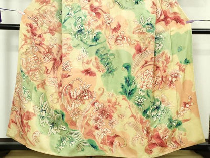 平和屋本店●超希少　染彩芸術の巨匠 皆川月華　ろうけつ染　アンティーク　大正ロマン　訪問着　刺繍　カトレア　金糸　逸品　DZAB8796kh6