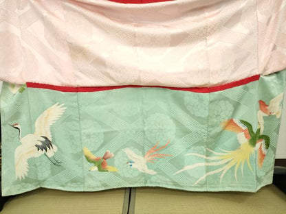 平和屋本店●極上　アンティーク　大正ロマン　振袖　鶏　軍鶏　鶴　鳳凰　尾長鳥　逸品　DZAB8797kh6
