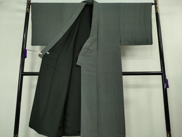 平和屋本店●極上　男性　江戸小紋・長羽織セット　角通し　着物・藍鉄色×絹鼠色 長羽織・利休鼠色×柳鼠色　羽裏・龍　逸品　DZAB8798kh6
