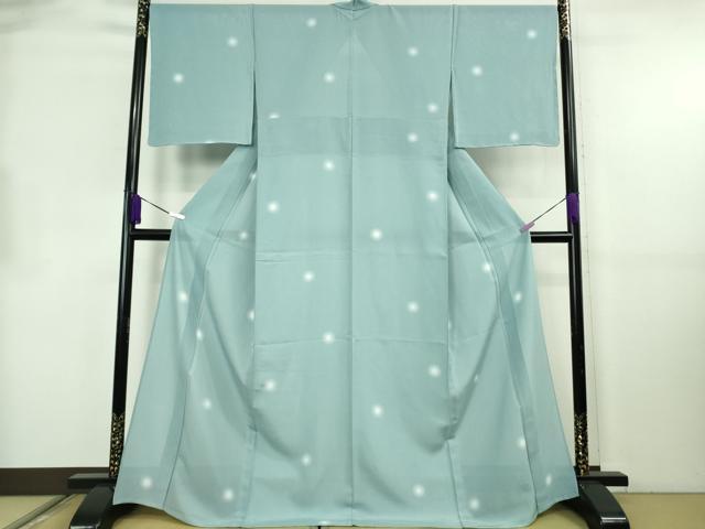 平和屋着物＊極上　夏物　小紋　絽　蛍暈し　水色地　反端付き　逸品　未使用　DZAB8802kh6