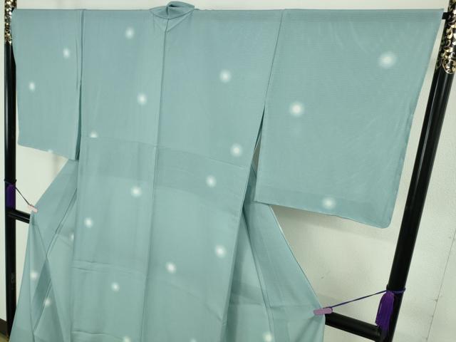 平和屋着物＊極上　夏物　小紋　絽　蛍暈し　水色地　反端付き　逸品　未使用　DZAB8802kh6