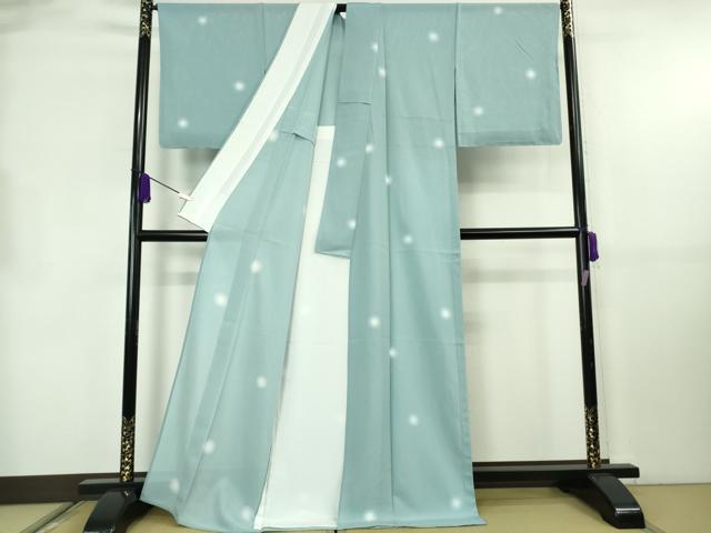 平和屋着物＊極上　夏物　小紋　絽　蛍暈し　水色地　反端付き　逸品　未使用　DZAB8802kh6
