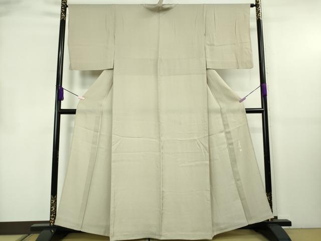 平和屋着物＊極上 夏物 伝統工芸師 服部光擴 江戸小紋 縦絽 堅牢染 角通し 白橡色×亜麻色 五泉 宮越織物謹製 反端付き　逸品　DZAB8806kh6