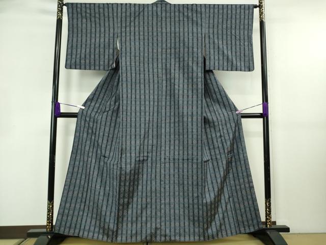 平和屋本店●極上　本場琉球　読谷山花織　紬地　格子　逸品　DZAB8809kh6