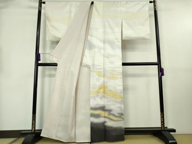 平和屋本店●極上　十日町 名門青柳謹製 櫛引織　赤城紬　草木染:山さくら　訪問着　織染め　やまと金ラベル　証紙付き　逸品　DZAB8810kh6