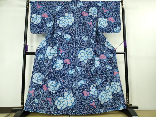 平和屋着物∴極上　夏物　浴衣　有松鳴海絞り　草花文　綿　逸品　未使用　DZAB8813kh6