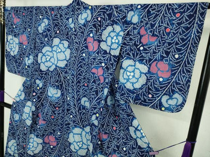 平和屋着物∴極上　夏物　浴衣　有松鳴海絞り　草花文　綿　逸品　未使用　DZAB8813kh6