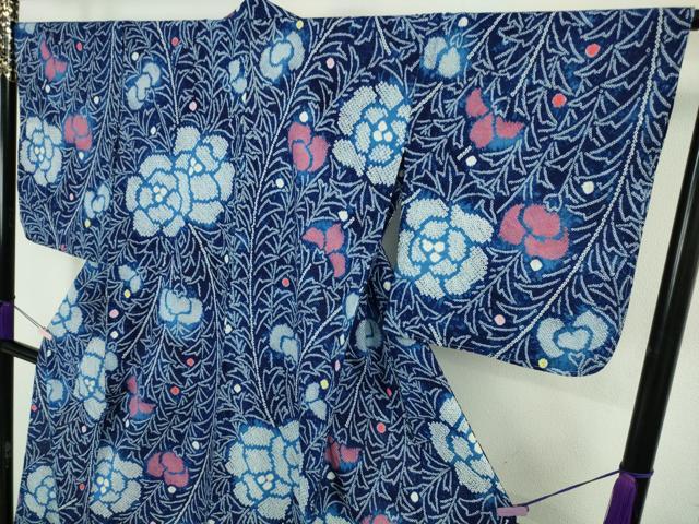 平和屋着物∴極上　夏物　浴衣　有松鳴海絞り　草花文　綿　逸品　未使用　DZAB8813kh6