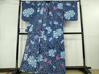 平和屋着物∴極上　夏物　浴衣　有松鳴海絞り　草花文　綿　逸品　未使用　DZAB8813kh6