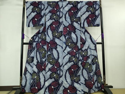 平和屋着物∴極上　夏物　浴衣　有松鳴海絞り　舞蝶文　綿　逸品　未使用　DZAB8814kh6