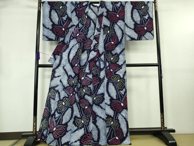 平和屋着物∴極上　夏物　浴衣　有松鳴海絞り　舞蝶文　綿　逸品　未使用　DZAB8814kh6