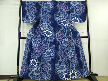 平和屋着物∴極上　夏物　浴衣　有松鳴海絞り　向日葵　ひまわり　暈し染め　綿　逸品　DZAB8815kh6