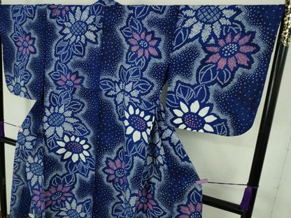 平和屋着物∴極上　夏物　浴衣　有松鳴海絞り　向日葵　ひまわり　暈し染め　綿　逸品　DZAB8815kh6