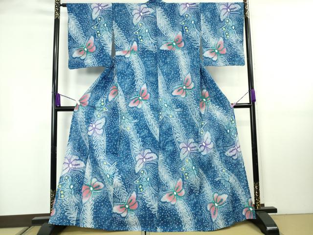 平和屋着物∴極上　夏物　浴衣　有松鳴海絞り　舞蝶文　綿　逸品　未使用　DZAB8816kh6