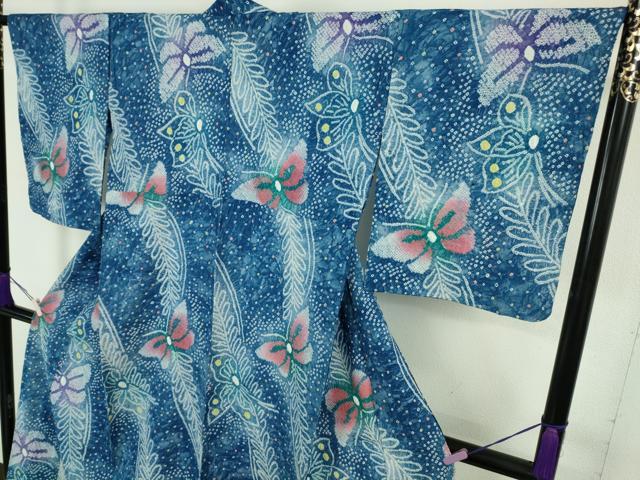 平和屋着物∴極上　夏物　浴衣　有松鳴海絞り　舞蝶文　綿　逸品　未使用　DZAB8816kh6