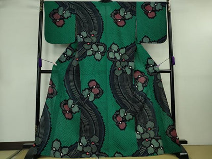平和屋着物∴極上　夏物　浴衣　有松鳴海絞り　流水花文　綿　逸品　DZAB8817kh6