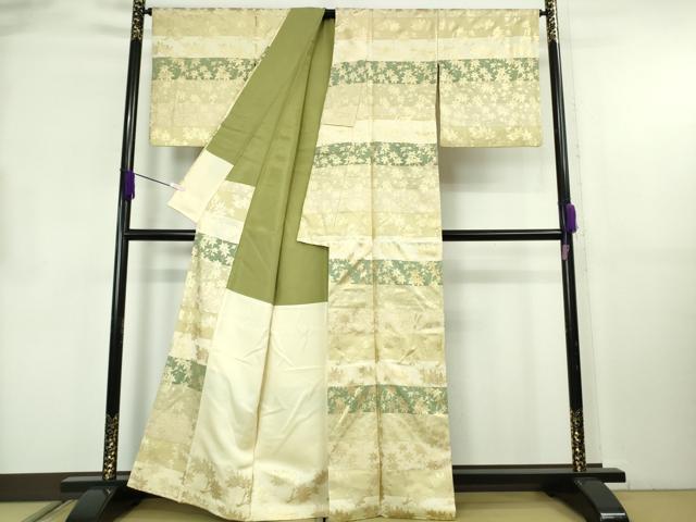 平和屋本店●極上　工芸キモノ野口　訪問着　枝楓文　金彩　逸品　DZAB8820kh6