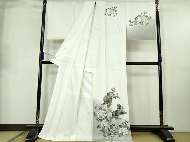 平和屋本店●極上　訪問着　唐獅子　牡丹唐草　象牙色地　暈し染め　金銀彩　逸品　DZAB8821kh6