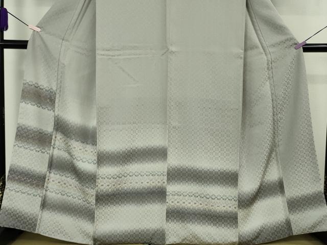 平和屋着物●極上　訪問着　お召地　花織　絹鼠色地　逸品　DZAB8824kh6