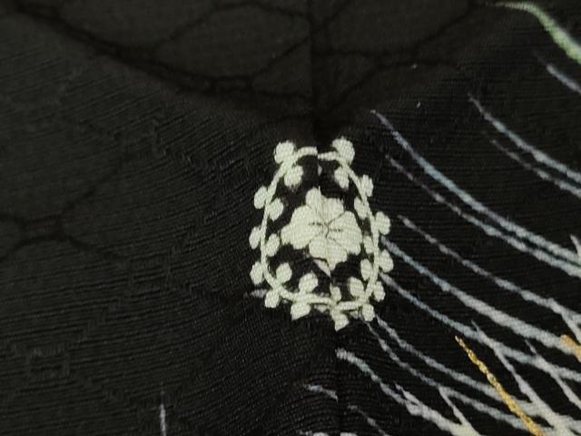 平和屋本店●極上　訪問着　刺繍　老松　黒地　金糸　逸品　DZAB8828kh6