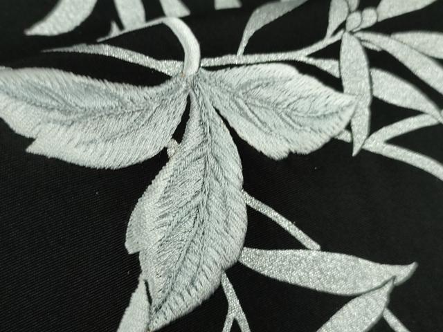 平和屋本店●極上　訪問着　刺繍　枝花文　黒地　金糸　ロング丈　逸品　未使用　DZAB8831kh6