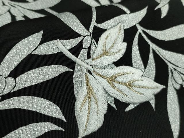 平和屋本店●極上　訪問着　刺繍　枝花文　黒地　金糸　ロング丈　逸品　未使用　DZAB8831kh6