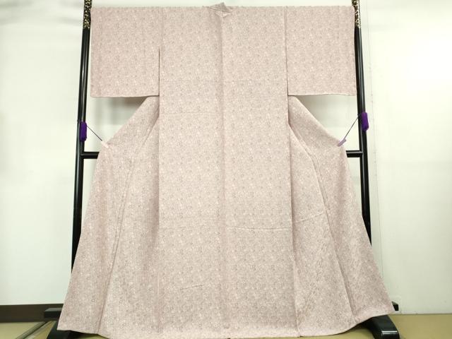 平和屋本店●希少　西陣河村織物謹製・手織り　お召　風通織　早雲寺　墨桜色地　反端付き　逸品　未使用　DZAB8833kh6