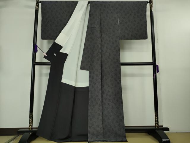 平和屋着物●極上　重要無形文化財　人間国宝　中村勇二郎　江戸小紋　国宝平等院雲中供養菩薩像五十二　黒地　逸品　DZAB8834kh6