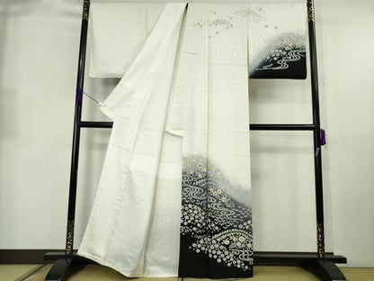 平和屋着物●極上　訪問着　辻が花　暈し染め　銀通し地　逸品　未使用　DZAB8840kh6
