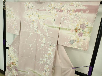 平和屋本店●極上　訪問着　駒刺繍　舞桜　薄い虹色地　暈し染め　金彩　逸品　DZAB8844kh6