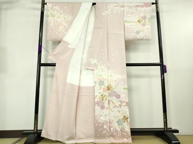 平和屋本店●極上　訪問着　駒刺繍　舞桜　薄い虹色地　暈し染め　金彩　逸品　DZAB8844kh6
