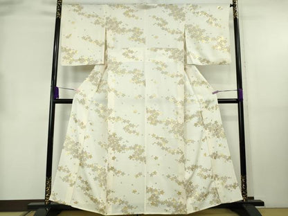 平和屋本店●極上　小紋　舞桜　鳥の子色地　金彩　逸品　DZAB8845kh6