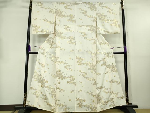 平和屋本店●極上　小紋　舞桜　鳥の子色地　金彩　逸品　DZAB8845kh6