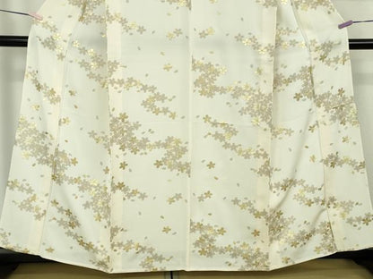 平和屋本店●極上　小紋　舞桜　鳥の子色地　金彩　逸品　DZAB8845kh6