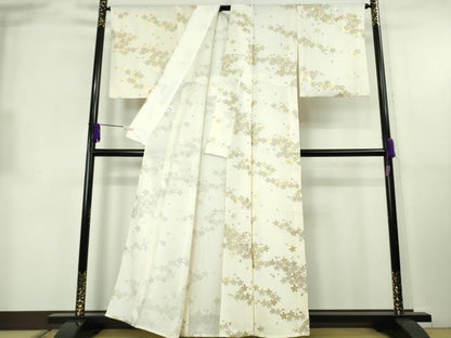 平和屋本店●極上　小紋　舞桜　鳥の子色地　金彩　逸品　DZAB8845kh6