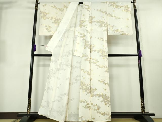 平和屋本店●極上　小紋　舞桜　鳥の子色地　金彩　逸品　DZAB8845kh6