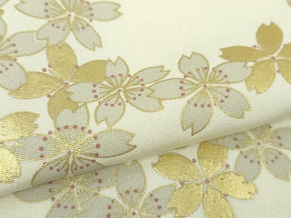 平和屋本店●極上　小紋　舞桜　鳥の子色地　金彩　逸品　DZAB8845kh6