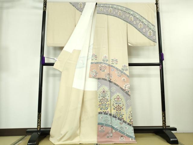 平和屋本店●極上　訪問着　作家物　更紗花文　金銀彩　逸品　DZAB8846kh6