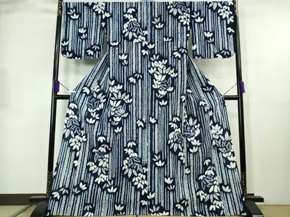 平和屋本店∴極上　夏物　浴衣　綿絽　絞り　笹の葉間道　逸品　DZAB8849kh6