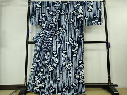 平和屋本店∴極上　夏物　浴衣　綿絽　絞り　笹の葉間道　逸品　DZAB8849kh6