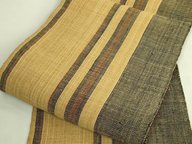 平和屋本店＊極上　夏物　古代原始布　科布　八寸名古屋帯　間道　逸品　DZAB8853kh6