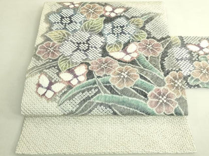 平和屋本店●極上　名門　藤娘きぬたや・総絞り　九寸名古屋帯　花蝶文　逸品　DZAB8861kh6