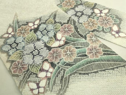 平和屋本店●極上　名門　藤娘きぬたや・総絞り　九寸名古屋帯　花蝶文　逸品　DZAB8861kh6