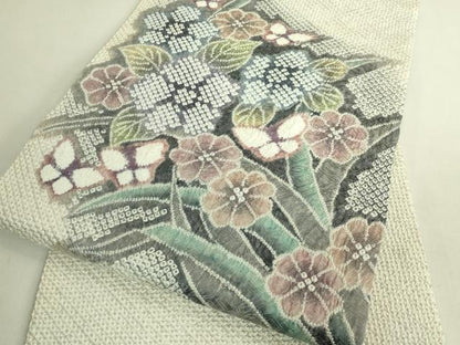 平和屋本店●極上　名門　藤娘きぬたや・総絞り　九寸名古屋帯　花蝶文　逸品　DZAB8861kh6