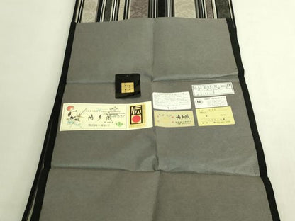 平和屋本店●極上 1897年創業 名門岡野 本場筑前博多織 千年工房 八寸名古屋帯 総浮変献上 葡萄唐草 博多金ラベル 証紙付 逸品 DZAB8862kh6