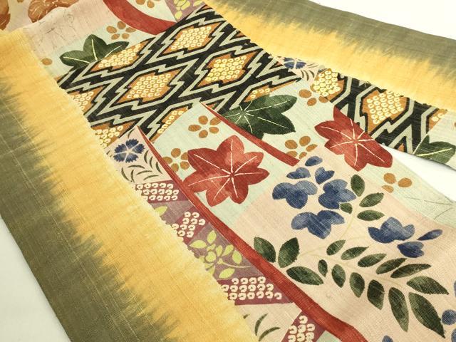 平和屋本店●極上　摺型友禅　京都　多ち花　九寸名古屋帯　草花間道　逸品　DZAB8863kh6