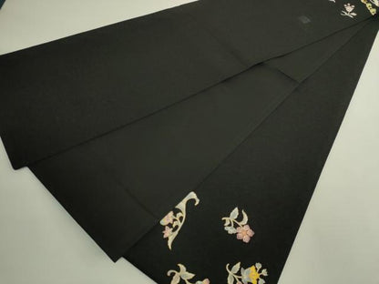 平和屋本店●極上　岡重謹製　OKAJIMA　太鼓柄袋帯　紬地　更紗花文　黒地　金彩　逸品　未使用　DZAB8865kh6